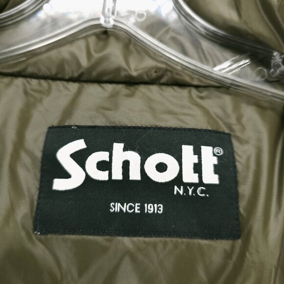 SCHOTT NYC Olive Green Down Filled Parka Jacket Removable Hood Est. MEDIUM - Picture 6 of 7